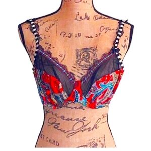 Christian Lacroix Red and Black Paisley Bra